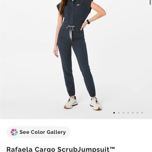 Figs Rafaela Cargo Scrub Jumpsuit - Dark Harbor